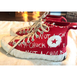 Converse Not A Chuck High Top Red Sneakers Shoes Kids 6.5 W8.5 graffiti